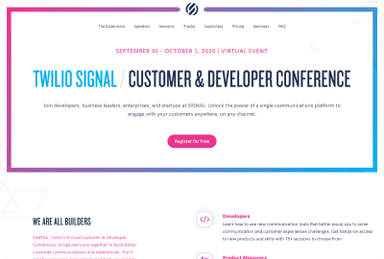 Screenshot of the Twilio Signal 2020 website